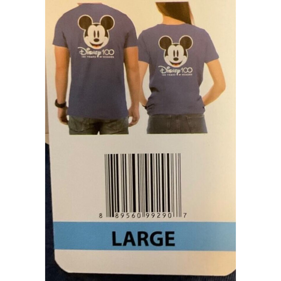 Original Disney 100 Years of Wonder Micky Mouse Size L Unisex T-Shirt -NWT - Picture 7 of 7